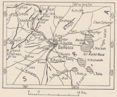 Siria, Damasco E Dintorni, 1907 Carta Geografica Epoca, Vintage Map - Geographische Kaarten