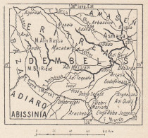 Eritrea, Dembelas E Dintorni, 1907 Carta Geografica Epoca, Vintage Map - Mapas Geográficas