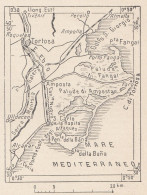 Spagna, Fiume Ebro, 1907 Carta Geografica Epoca, Vintage Map - Mapas Geográficas