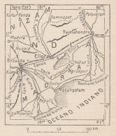 India, Ellora, 1907 Carta Geografica Epoca, Vintage Map - Cartes Géographiques