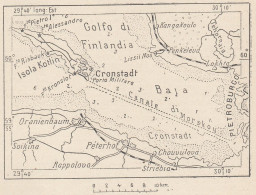 Russia, Kronštadt, 1907 Carta Geografica Epoca, Vintage Map - Landkarten