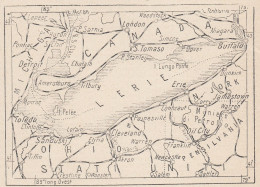 America Del Nord, Lago Erie, 1907 Carta Geografica Epoca, Vintage Map - Carte Geographique