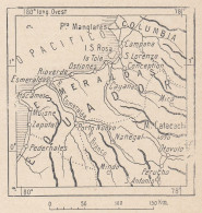 Ecuador, Esmeraldas E Dintorni, 1907 Carta Geografica Epoca, Vintage Map - Carte Geographique