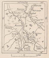 Mesopotamia, Eufrate, 1907 Carta Geografica Epoca, Vintage Map - Landkarten