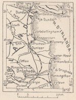 Irlanda, Drogheda E Territorio, 1907 Carta Geografica Epoca, Vintage Map - Landkarten