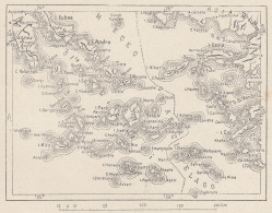 Arcipelago Della Grecia, 1907 Carta Geografica Epoca, Vintage Map - Geographische Kaarten