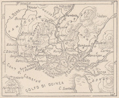 Africa, Camerun, 1907 Carta Geografica Epoca, Vintage Map - Cartes Géographiques