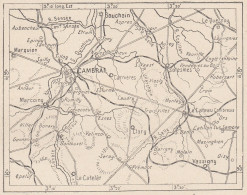 Francia, Cambrai E Dintorni, 1907 Carta Geografica Epoca, Vintage Map - Cartes Géographiques