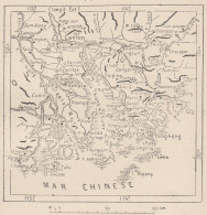 Cina, Canton E Dintorni, 1907 Carta Geografica Epoca, Vintage Map - Carte Geographique