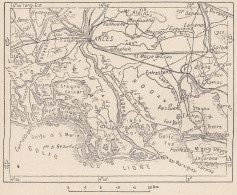 Francia, Camargue, 1907 Carta Geografica Epoca, Vintage Map - Mapas Geográficas