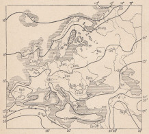 Europa, Isoterme Di Luglio, 1907 Carta Geografica Epoca, Vintage Map - Geographical Maps