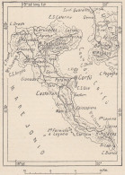 Grecia, Corfù, 1907 Carta Geografica Epoca, Vintage Map - Carte Geographique