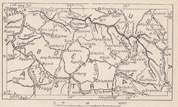 Austria, Boemia, Elba Superiore, 1907 Carta Geografica Epoca, Vintage Map - Mapas Geográficas