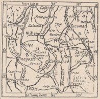 Argentina, Catamarca, 1907 Carta Geografica Epoca, Vintage Map - Landkarten