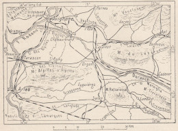 Francia, Durance, Avignone, 1907 Carta Geografica Epoca, Vintage Map - Carte Geographique