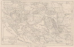 Montenegro, Cattaro E Le Bocche, 1907 Carta Geografica Epoca, Vintage Map - Mapas Geográficas