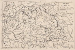 Monti Carpazi, Ungheria, Russia, 1907 Carta Geografica Epoca, Vintage Map - Carte Geographique