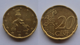 ERRORE EURO !! ITALIA 20 CENTESIMI 2002 TRANCIATURA CURVA O CURVEDE CLIP  !!! 22 - Variëteiten En Curiosa