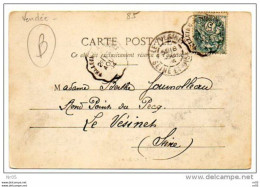 FRANCE - Convoyeur Ambulant " Velluire A Niort " 1904 + Le Vesinet - Seine Et Oise  - Timbre Type Blanc CP MAILLEZAIS - Correo Ferroviario