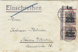 Lettre Recommandée Einschreiben Belgien 1915 Deutsches Reich 2 X 50 Centimes Neufchateau Vers Nauen B/Berlin - Occupation 1914-18