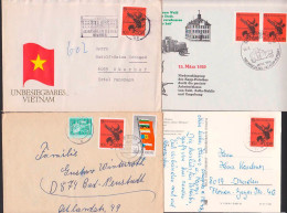 Unbesiegbares Vietnam Vier Belege  DDR 2463 - Briefe U. Dokumente