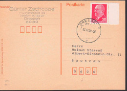 Walter Ulbricht 30 Pfg. Randstück Auf Karte 2.7.90 DDR 935 - Cartas & Documentos