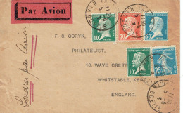 Tarifs Postaux Etranger Du 01-04-1921 (22) Pasteur N° 176 50 C. + Pasteur N° 173 30 C. + Pasteur N° 170 10 C. + Semeuse - 1922-26 Pasteur