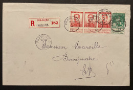 Lettre Recommandé Affr. OBP 110 + 118 (x3) - 35c - FRAMERIES - 1912 Pellens