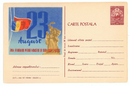 IP 61 - 600 23 AUGUST, Flags, Statue, Romania - Stationery - Unused - 1961 - Enteros Postales