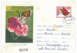 IP 61 - 0411wb BUTTERFLY, Big Fixed Stamp, Romania - Stationery - Used - 1961 - Interi Postali