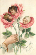 PORTRAIT D'ENFANT - Fleurs, Carte Gaufrée Illustrée. - Retratos