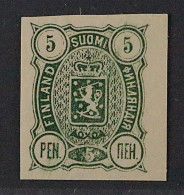 Finnland  28 U **  1889, Wappen 5 P. UNGEZÄHNT, Postfrisch, SELTEN, KW 180,- € - Unused Stamps