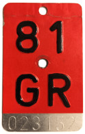 Velonummer Graubünden GR 81 - Kennzeichen & Nummernschilder