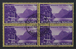 SCHWEIZ 326 Y Viererblock (SBK B1 Z), Geriffelt, Zentrisch Gestempelt, 480,-€ - Usados