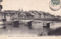 64 BAYONNE - Le Pont Du Génie Et Le Quai Des Basques - Circulée 1907 - Bayonne