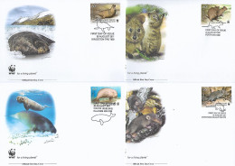 ILES COCOS  2011 4 FDC WWF-VIE MARINE YVERT N°445/448 - FDC