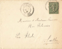 SEMEUSE LIGNEE 15C SUR LETTRE ARNAGE SARTHE FACTEUR BOITIER 16/6/1917 POUR LA FLECHE - 1877-1920: Semi Modern Period