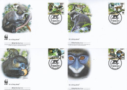 ANGOLA  2011 4 FDC WWF-SINGES YVERT N°1673/1676 - FDC