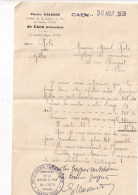 CAEN (Calvados 14 ) Greffier De La Justice De Paix De Caen  Lettre Manuscrite Signée Pierre GALERNE Du 30 AOUT 1939 - Manoscritti
