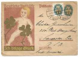 Germany INFLA Nothilfe 1928 Stationery Pf8 + The SCARCE Regular TWIN Pf8 RIGHT WMK See Scan Heidenheim 24dec1928 X USA - Postkarten