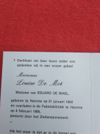 Doodsprentje Louise De Mot / Hamme 31/1/1904 - 4/2/1986 ( Eduard De Wael ) - Religion &  Esoterik