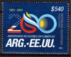 Argentina - 2023 - Argentina-USA Diplomatic Relations - 200th Anniversary - Mint Stamp - Nuevos