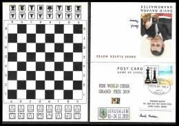 2019 Israel Post Card Double  Rare Grandmaster D. Navara With Autograph - Chess