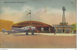 U.S.A. - MUNICIPAL AIRPORT, BURLINGTON - ( Avion Et Aeroport ) -   ETATS UNIS ( Amerique ) -  Carte Toilée - Aeródromos