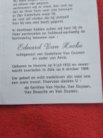 Doodsprentje Eduard Van Hecke / Hamme 9/7/1933 Zele 9/10/1984 ( Godelieve Van Duysen ) - Religion & Esotérisme