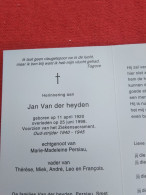 Doodsprentje Jan Van Der Heyden / 11/4/1920 - 25/6/1998 ( Marie Madeleine Persiau ) - Religione & Esoterismo