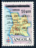 Angola - 1976 - Stamp Day / Map / 1955 Type - Overprinted / Error - MNG - Angola