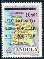 Angola - 1976 - Stamp Day / Map / 1955 Type - Overprinted / Error - MNG - Angola