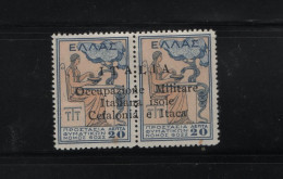 GREECE IONIAN ISLANDS 1941 20+20 LEPTA CHARITY PAIR MNH/MH STAMPS OVERPRINTED ITALIA Occupazione Militare Italiana Isole - Iles Ioniques