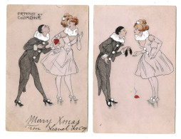 ***  2  X  ILLUSTRATOR  :  ???  ***  -  Pierrot & Dame  -   Zie / Voir Scan's - 1900-1949